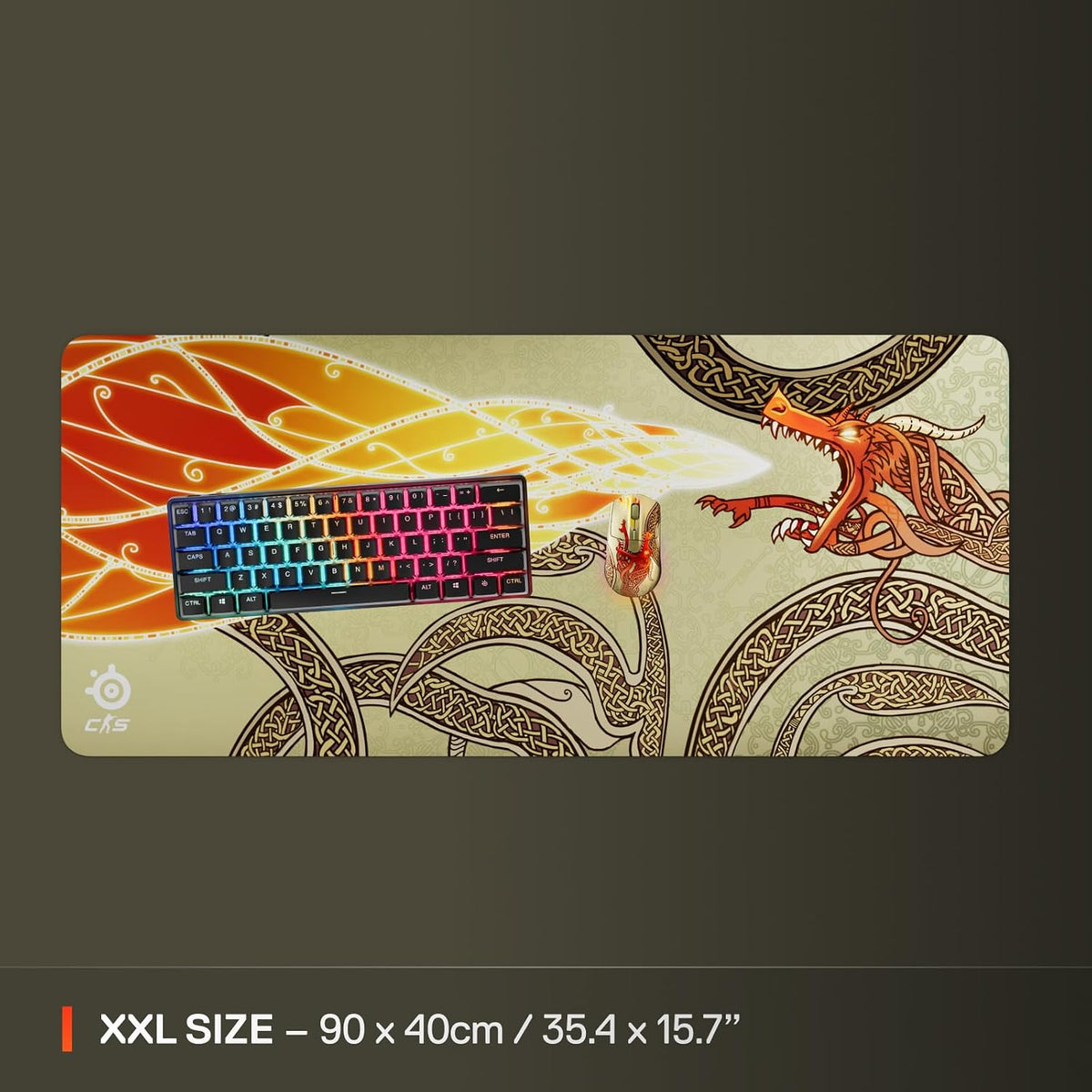 QcK Gaming Mouse Pad - XXL Cloth - Peak Tracking and Stability - Esports Mousepad - Never-Slip - Full Desk Coverage