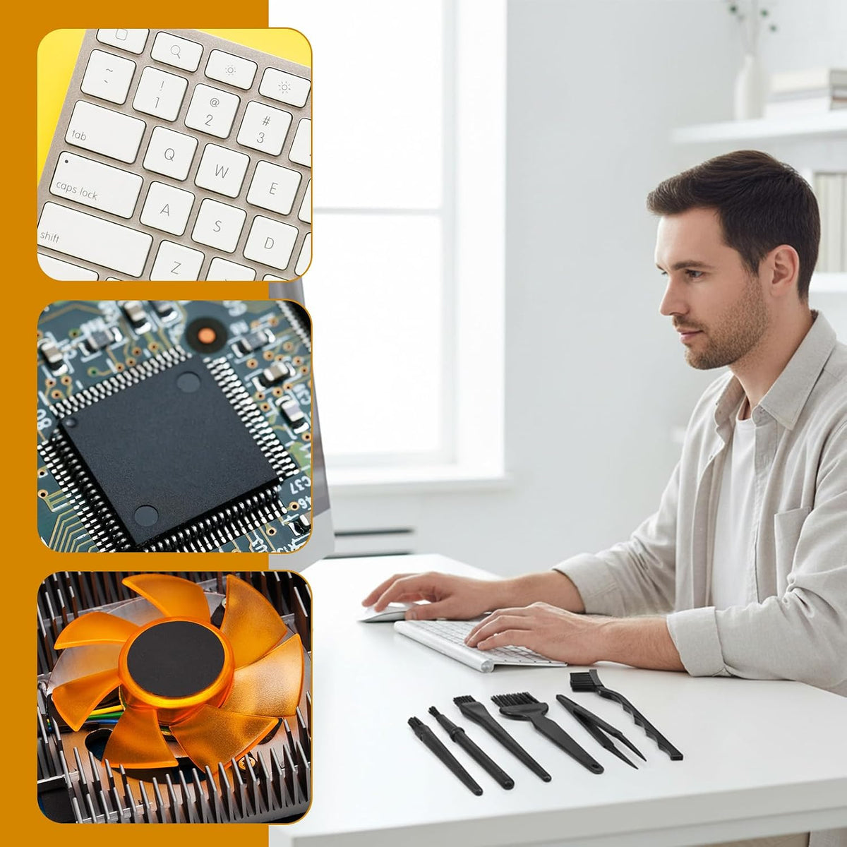Keyboard Brush Anti Static Brush 6PCS Mini Keyboard Cleaning Brushes Kit Electronic Dust Cleaning Brushes for Computer Motherboard Camera Small Space Remover for Mechanical Keyboards