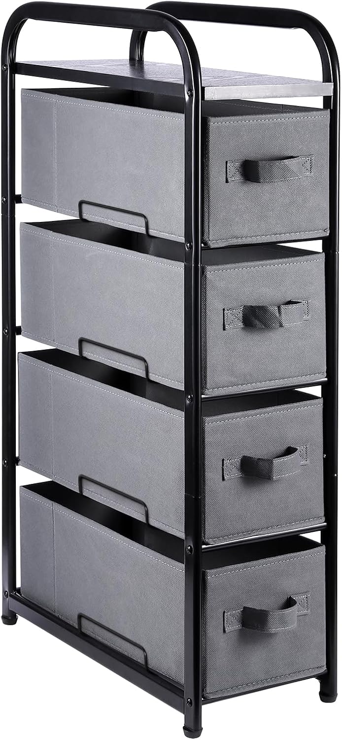 Dresser Storage with 3 Drawers, Fabric Dresser Tower, Vertical Storage Unit for Bedroom, Closet, Office, Black