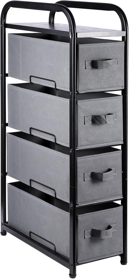Dresser Storage with 3 Drawers, Fabric Dresser Tower, Vertical Storage Unit for Bedroom, Closet, Office, Black