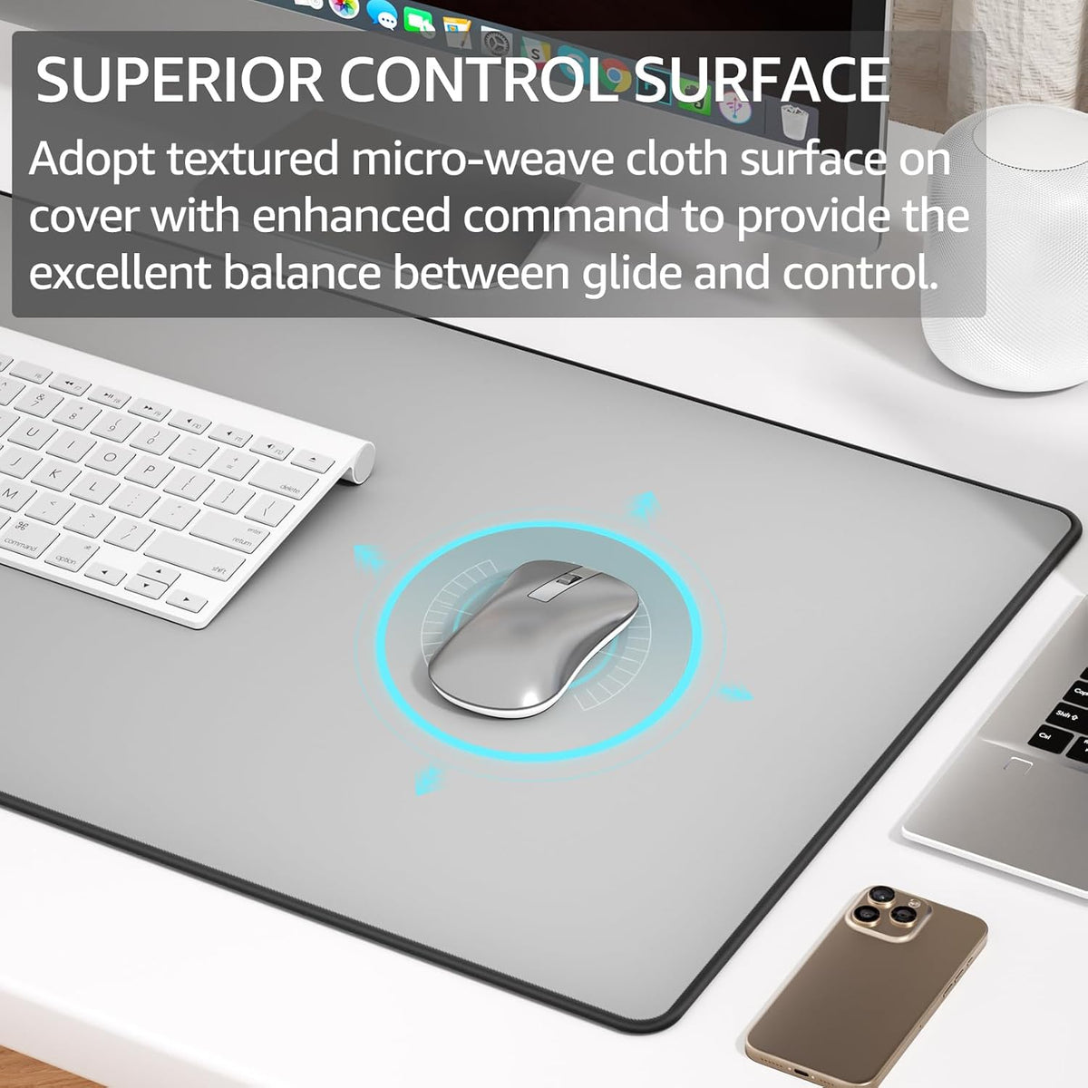 KTRIO Large Gaming Mouse Pad Desk Mat for Gamer, 31.5" x 11.8", Black, XL | Extended Size Design, Superior Micro-Weave Cloth, Non-Slip Rubber Base, Durable Stitched Edges, Water-Resistant Coating