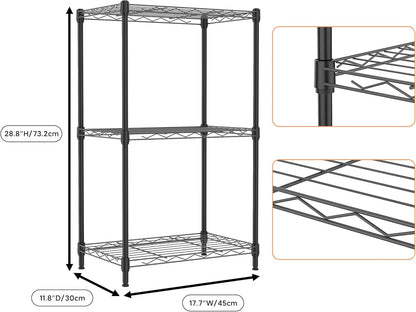 M MZG 450 lbs Steel Storage Shelving 3-Tier Utility Shelving Unit Steel Organizer Wire Rack for Home,Kitchen,Office (11.8" D x 17.7" W x 26.3" H) - Colors B