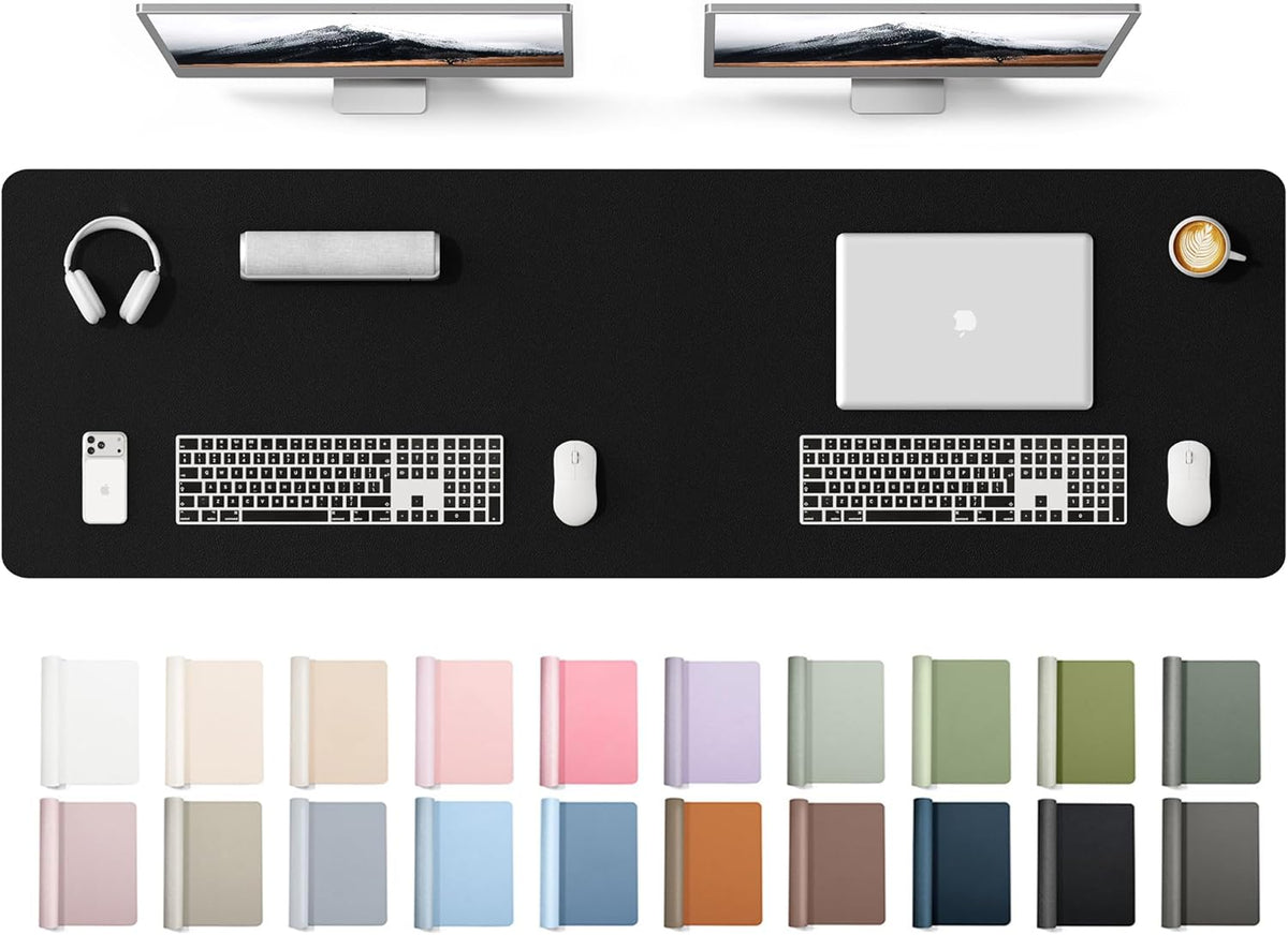 YSAGi Leather Desk Pad Protector, Office Desk Mat, Large Mouse Pad, Non-Slip PU Leather Desk Blotter, Waterproof Laptop Desk Writing Pad for Office and Home (23.6" x 13.8", Eggshell) - Colors B
