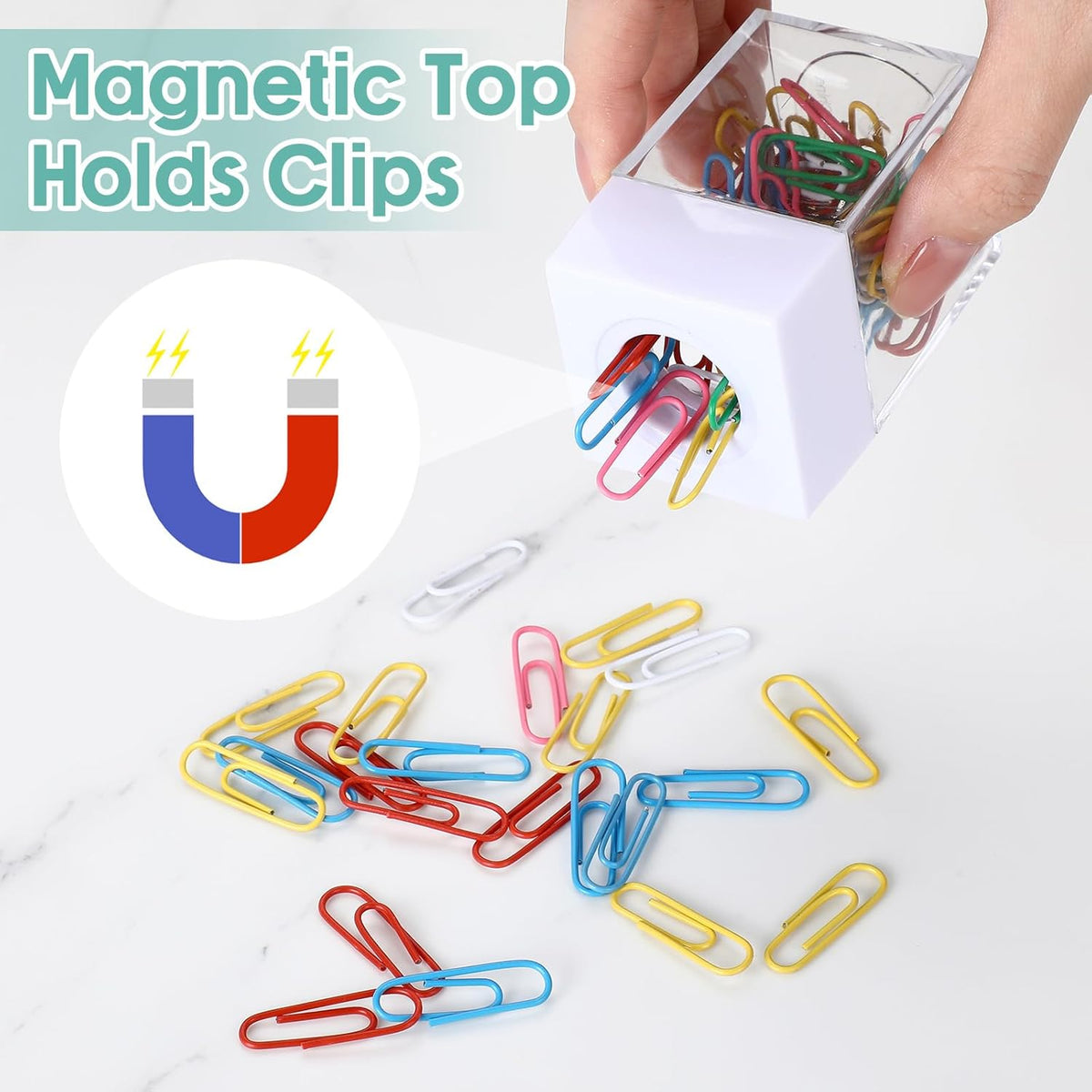 Outus 4 Pieces Magnetic Paper Clip Dispenser Holder Paperclip Dispenser for Desk, School, Office(Black)