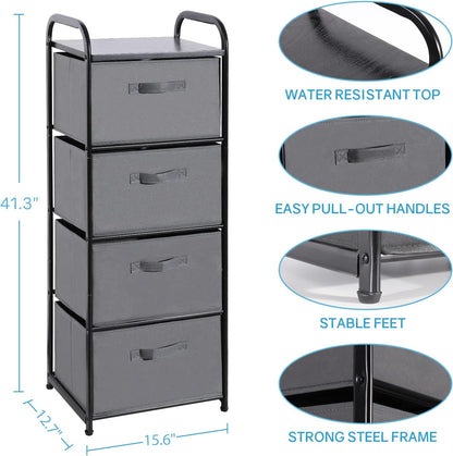 Dresser Storage with 3 Drawers, Fabric Dresser Tower, Vertical Storage Unit for Bedroom, Closet, Office, Black