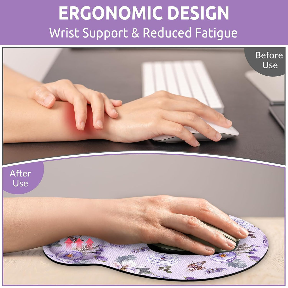 KONVINIT Ergonomic Mouse Pad with Wrist Rest, Small Mousepad with Non-Slip Rubber Base and Smooth Surface, Beach Mouse Pads for Desk, Office Desk Accessories