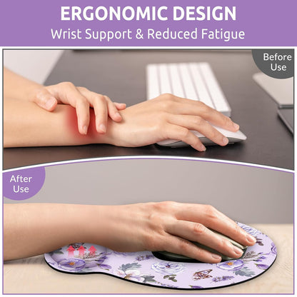 KONVINIT Ergonomic Mouse Pad with Wrist Rest, Small Mousepad with Non-Slip Rubber Base and Smooth Surface, Beach Mouse Pads for Desk, Office Desk Accessories