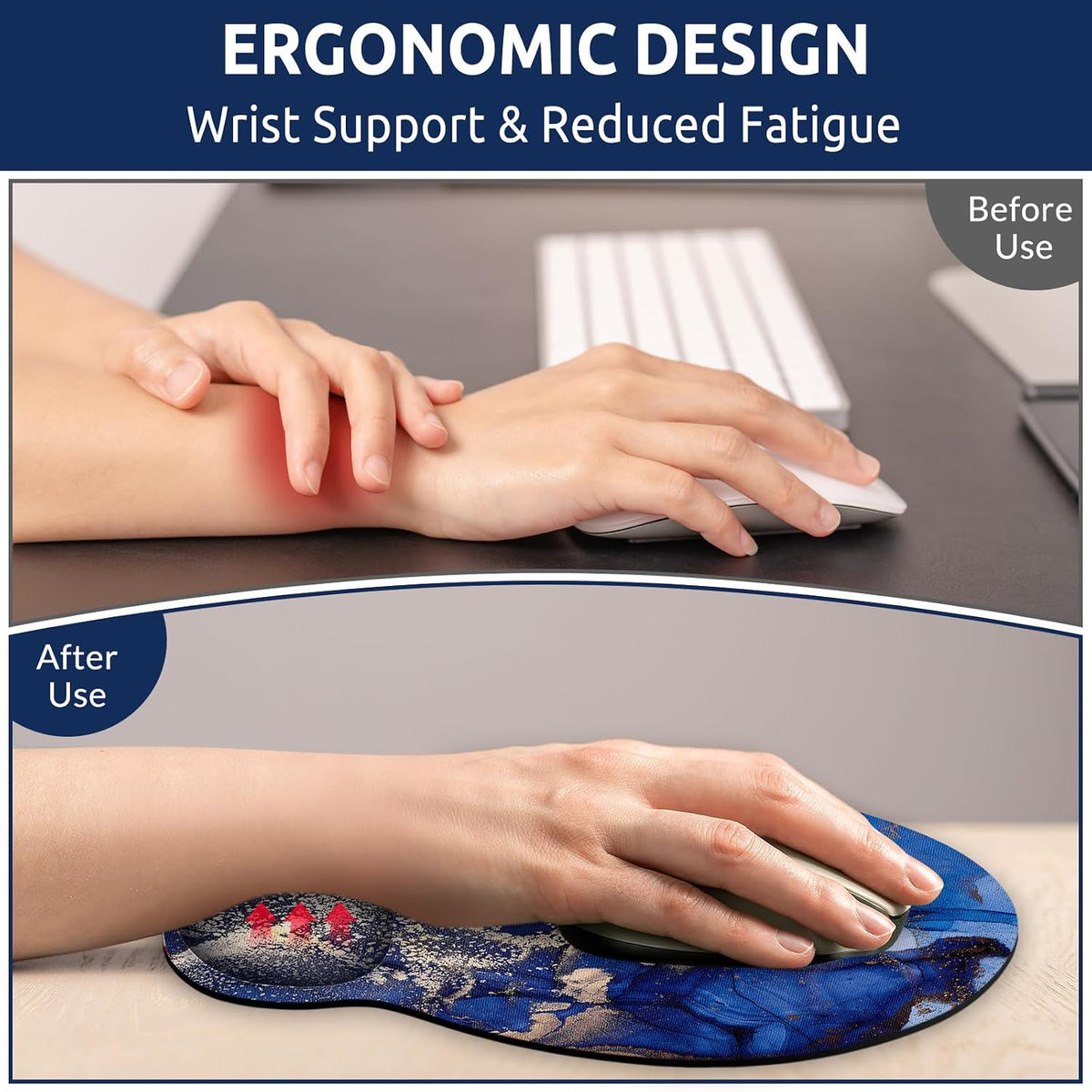 KONVINIT Ergonomic Mouse Pad with Wrist Rest, Small Mousepad with Non-Slip Rubber Base and Smooth Surface, Beach Mouse Pads for Desk, Office Desk Accessories