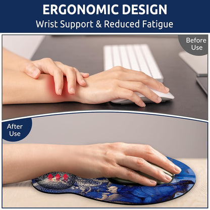 KONVINIT Ergonomic Mouse Pad with Wrist Rest, Small Mousepad with Non-Slip Rubber Base and Smooth Surface, Beach Mouse Pads for Desk, Office Desk Accessories