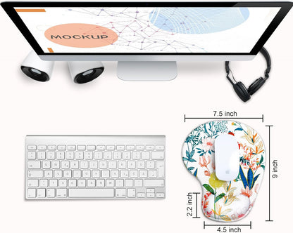 JIKIOU Mouse Pad, 2 Pack Ergonomic Mouse Pads with Comfortable Gel Wrist Rest Support and Smooth Cloth, Non-Slip PU Base for Easy Typing Pain Relief Durable and Easy to Clean Small Black
