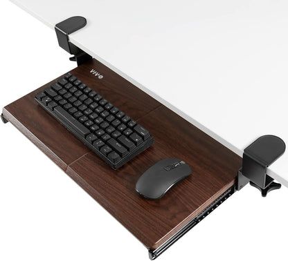 VIVO Extra Long Clamp-on Computer Keyboard and Mouse Under Desk Slider Tray, 34 x 11 inch Pull Out Platform Drawer, Black, MOUNT-KB15EB