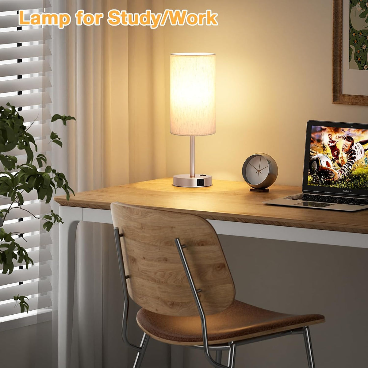 Dicoool Bedside Table Lamp for Bedroom - 3-Way Dimmable Touch Lamp, USB A+C