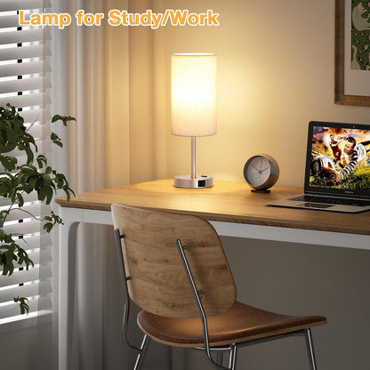 Dicoool Bedside Table Lamp for Bedroom - 3-Way Dimmable Touch Lamp, USB A+C