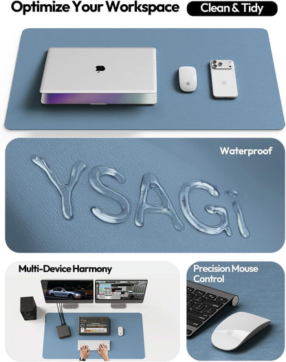 YSAGi Leather Desk Pad Protector, Large Mouse Pad, Non-Slip PU Leather Desk Blotter, Waterproof Writing Pad for Office and Home (31.5" x 15.8", Eggshell) - Colors B