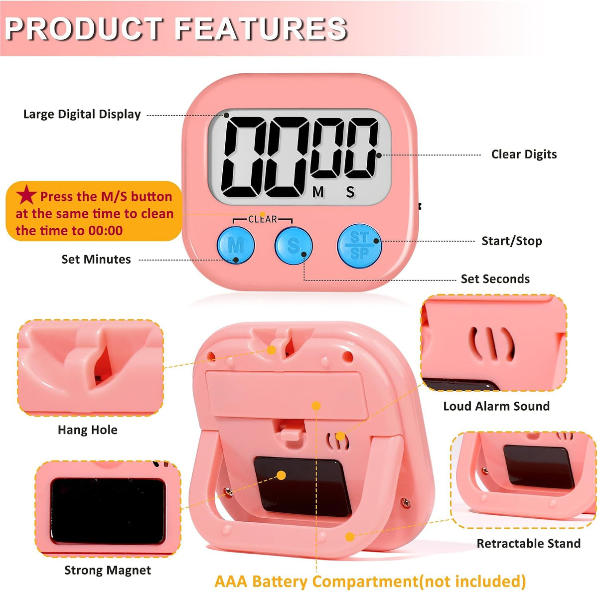 ZILLEEN Classroom Timer for Kids Teachers 2 Pack Digital Timers