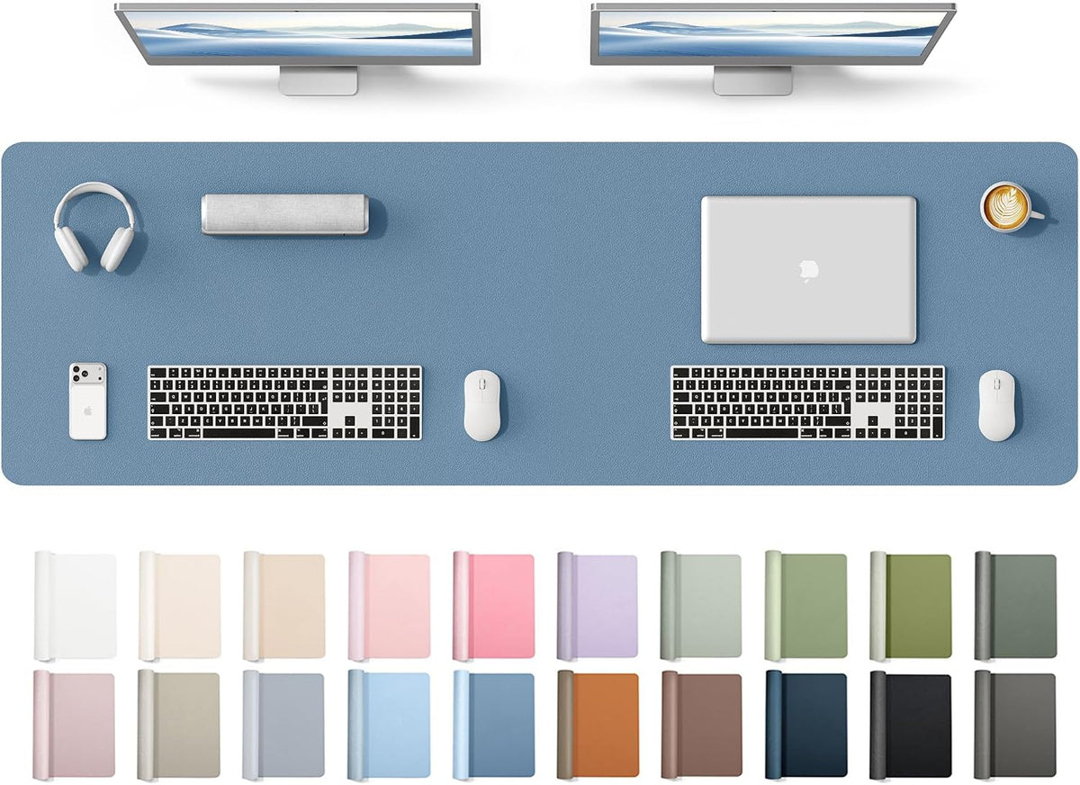YSAGi Leather Desk Pad Protector, Office Desk Mat, Large Mouse Pad, Non-Slip PU Leather Desk Blotter, Waterproof Laptop Desk Writing Pad for Office and Home (23.6" x 13.8", Eggshell) - Colors B