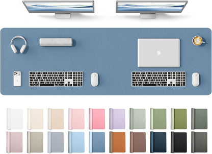 YSAGi Leather Desk Pad Protector, Large Mouse Pad, Non-Slip PU Leather Desk Blotter, Waterproof Writing Pad for Office and Home (31.5" x 15.8", Eggshell) - Colors B