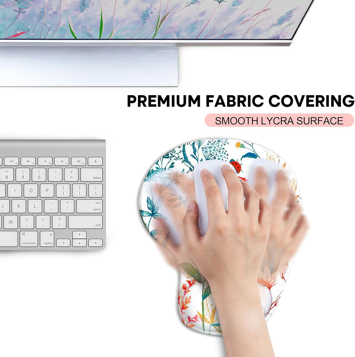JIKIOU Mouse Pad, 2 Pack Ergonomic Mouse Pads with Comfortable Gel Wrist Rest Support and Smooth Cloth, Non-Slip PU Base for Easy Typing Pain Relief Durable and Easy to Clean Small Black