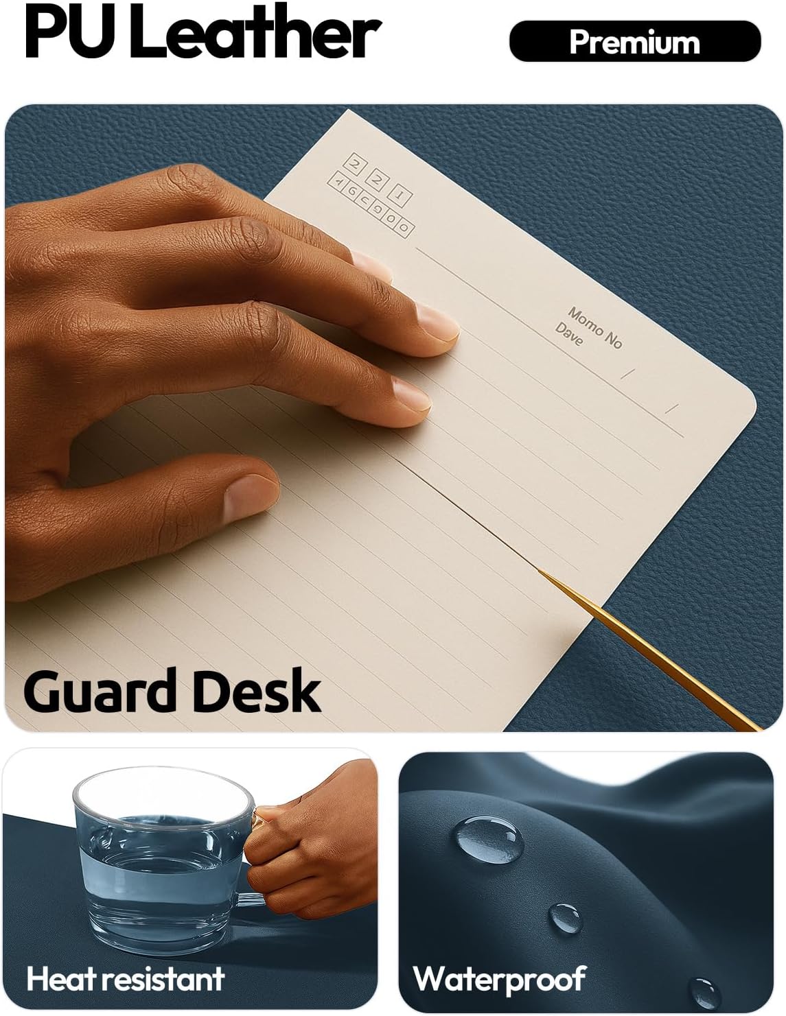 YSAGi Leather Desk Pad Protector, Large Mouse Pad, Non-Slip PU Leather Desk Blotter, Waterproof Writing Pad for Office and Home (31.5" x 15.8", Eggshell) - Colors B