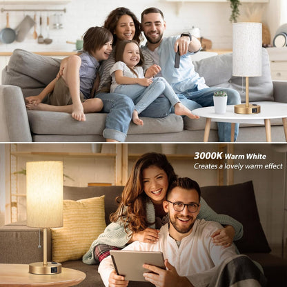 Dicoool Bedside Table Lamp for Bedroom - Small Desk Lamp with USB Ports