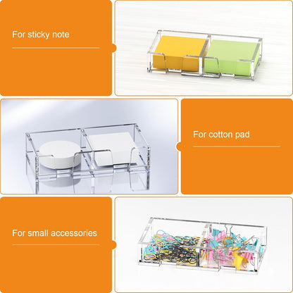BEEGO Sticky Note Organizer - 4x6 in Crystal Clear Acrylic Notepad Holder & Dispenser for Dorm Room Office Desk Organization