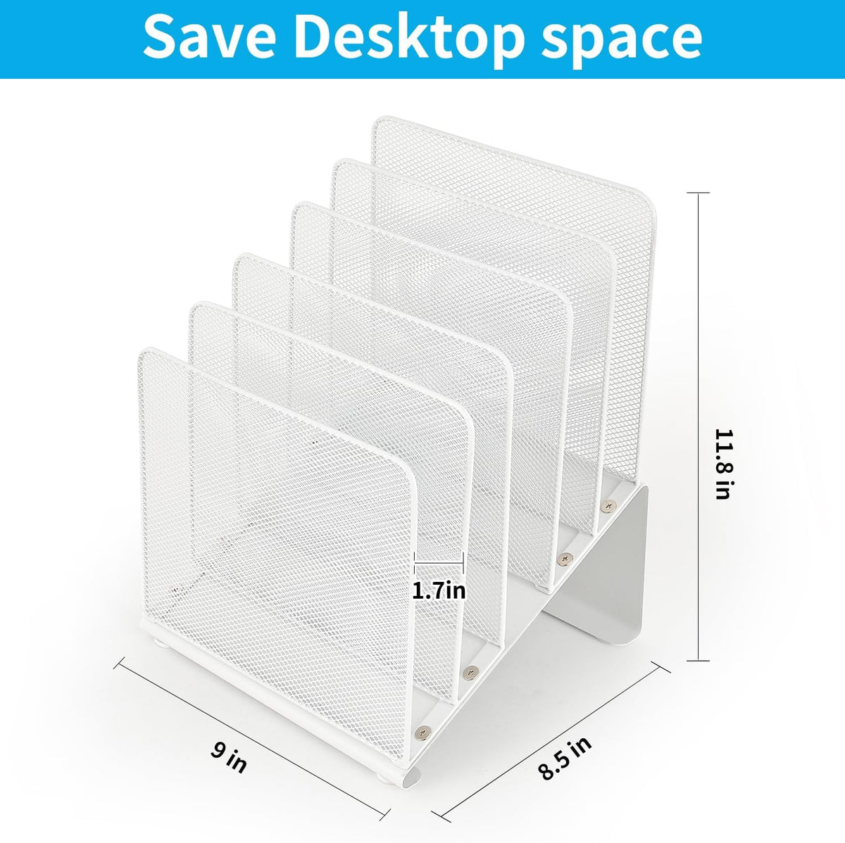 LEKETREE File Organizer for Desk, File Folder Organizer with 5-Section Vertical Rack, Suitable for Home Office Document Organization and Storage(Black)