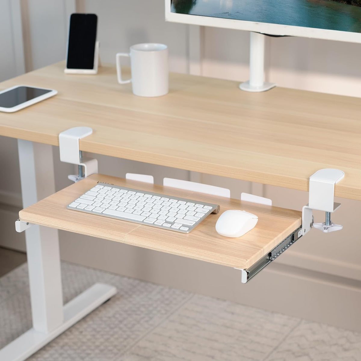 VIVO Extra Long Clamp-on Computer Keyboard and Mouse Under Desk Slider Tray, 34 x 11 inch Pull Out Platform Drawer, Black, MOUNT-KB15EB