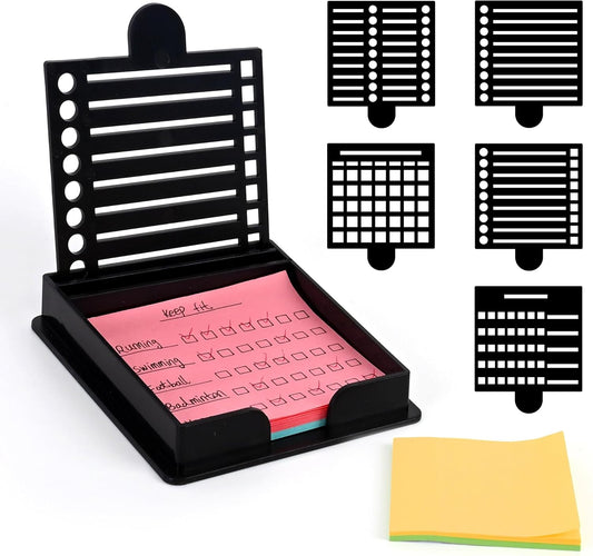 Sticky Note Holder and Stencil Compatible with 3x3 Post It Notes