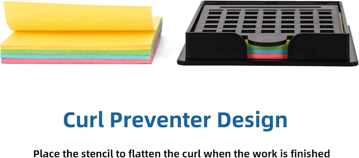 Sticky Note Holder and Stencil Compatible with 3x3 Post It Notes
