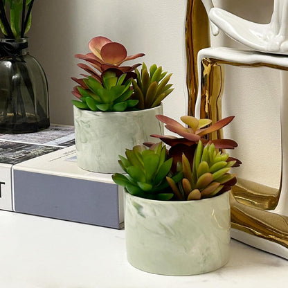 Artificial Plants Cute Colourful Succulents in Ceramic Planter Fake Plant Flowers Potted for Home Living Room Office Desk Decor Bathroom Bedroom Indoor Decoration