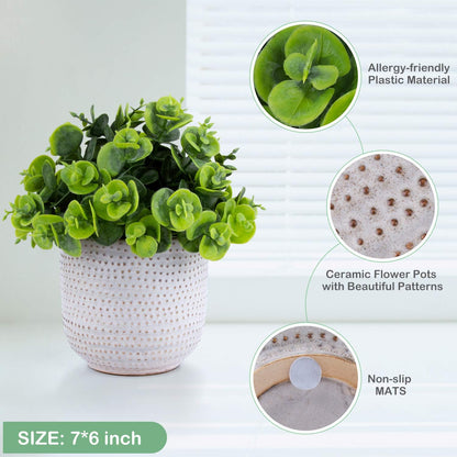 Artificial Plants Cute Colourful Succulents in Ceramic Planter Fake Plant Flowers Potted for Home Living Room Office Desk Decor Bathroom Bedroom Indoor Decoration
