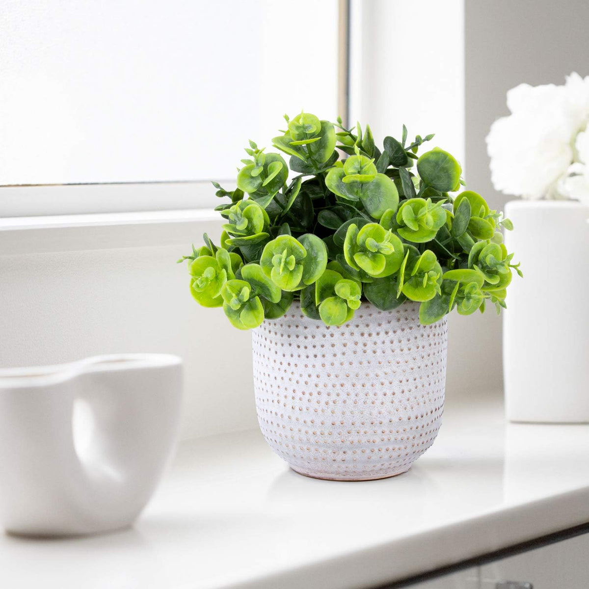 Artificial Plants Cute Colourful Succulents in Ceramic Planter Fake Plant Flowers Potted for Home Living Room Office Desk Decor Bathroom Bedroom Indoor Decoration