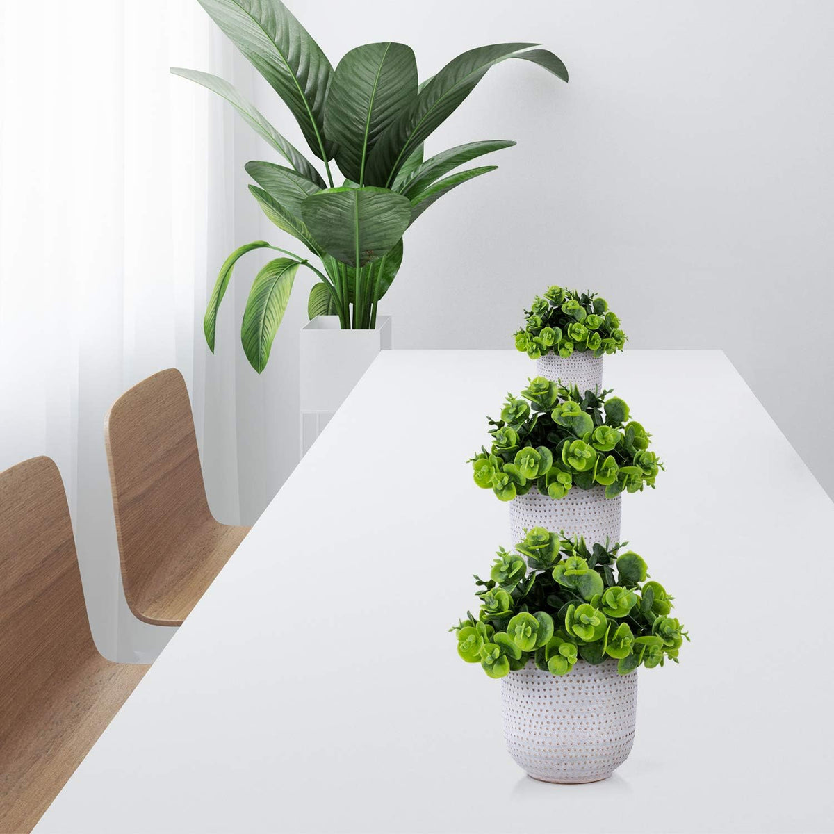 Artificial Plants Cute Colourful Succulents in Ceramic Planter Fake Plant Flowers Potted for Home Living Room Office Desk Decor Bathroom Bedroom Indoor Decoration