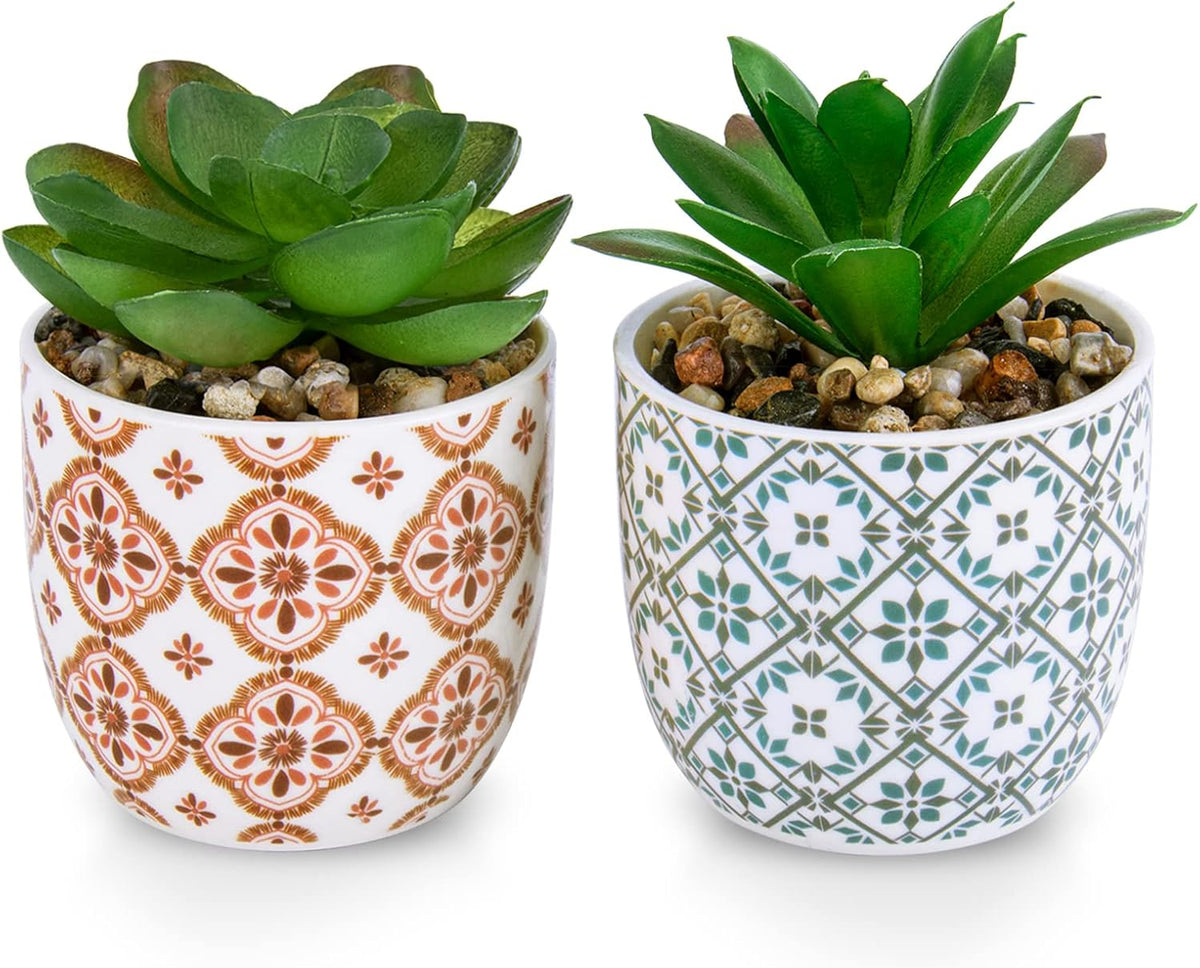 Artificial Plants Cute Colourful Succulents in Ceramic Planter Fake Plant Flowers Potted for Home Living Room Office Desk Decor Bathroom Bedroom Indoor Decoration