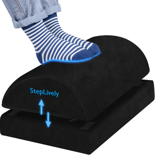 Foot Rest for Under Desk at Work, 2 Heights Foot Stool, Black