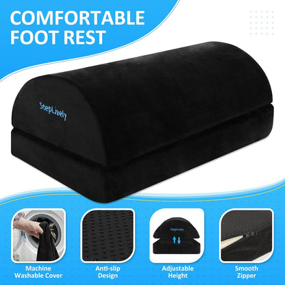 Foot Rest for Under Desk at Work, 2 Heights Foot Stool, Black