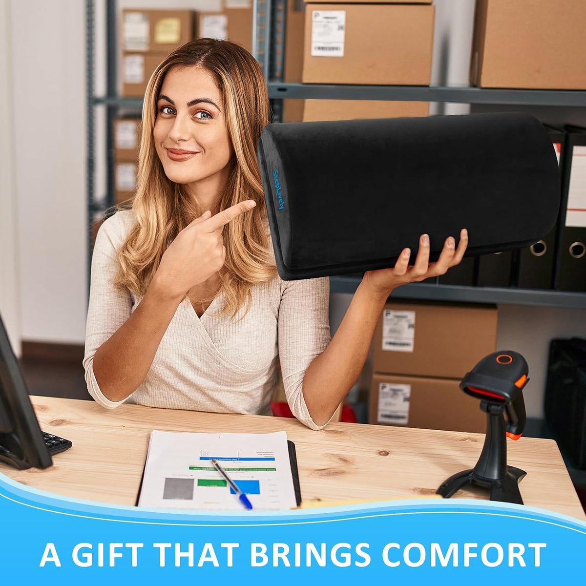 Foot Rest for Under Desk at Work, 2 Heights Foot Stool, Black
