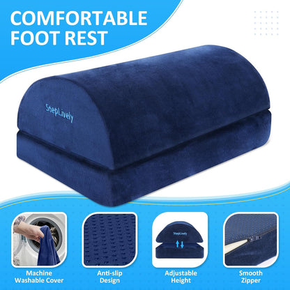 Foot Rest for Under Desk at Work, 2 Heights Foot Stool, Black