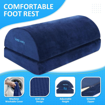 Foot Rest for Under Desk at Work, 2 Heights Foot Stool, Black