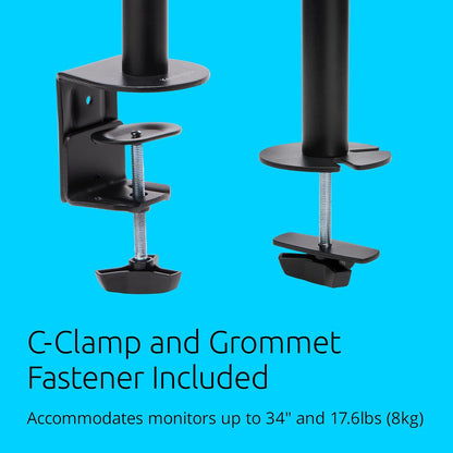 Dual Monitor Desk Mount, SmartFit Ergonomic Dual Monitor Arm for 2 Monitors Up to 32 inch and 17.6lbs for Office, Home, VESA Mount C-clamp Extended Monitor Stand, Black K55409WW