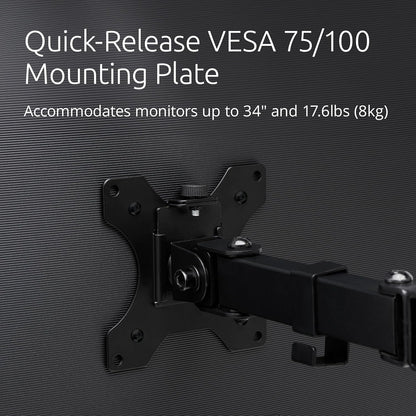 Dual Monitor Desk Mount, SmartFit Ergonomic Dual Monitor Arm for 2 Monitors Up to 32 inch and 17.6lbs for Office, Home, VESA Mount C-clamp Extended Monitor Stand, Black K55409WW