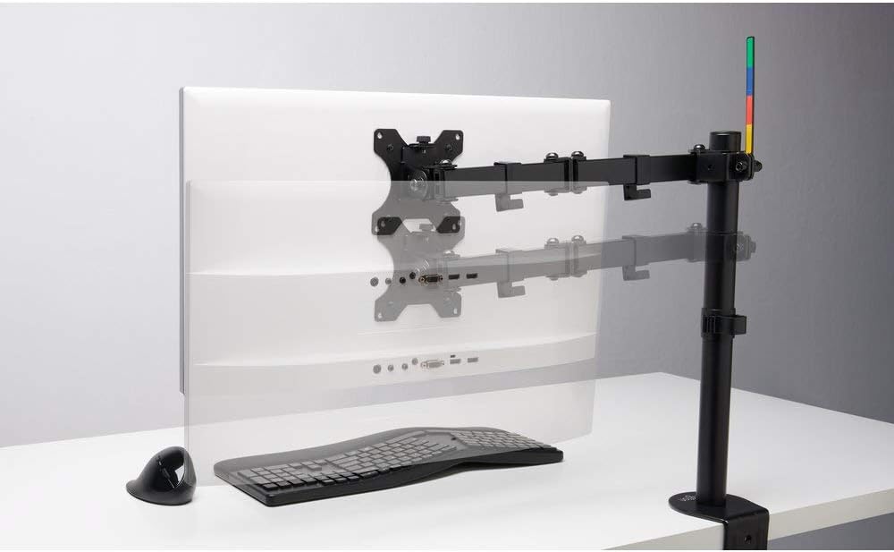 Dual Monitor Desk Mount, SmartFit Ergonomic Dual Monitor Arm for 2 Monitors Up to 32 inch and 17.6lbs for Office, Home, VESA Mount C-clamp Extended Monitor Stand, Black K55409WW