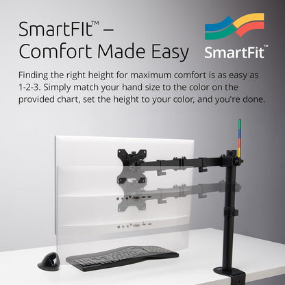Dual Monitor Desk Mount, SmartFit Ergonomic Dual Monitor Arm for 2 Monitors Up to 32 inch and 17.6lbs for Office, Home, VESA Mount C-clamp Extended Monitor Stand, Black K55409WW