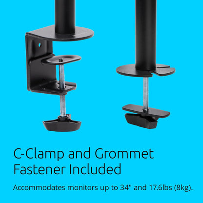 Dual Monitor Desk Mount, SmartFit Ergonomic Dual Monitor Arm for 2 Monitors Up to 32 inch and 17.6lbs for Office, Home, VESA Mount C-clamp Extended Monitor Stand, Black K55409WW