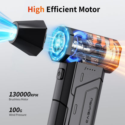 Compressed Air Duster,130000RPM Super Power Cordless Air Duster,Rechargeable Brushless Blower,3 Gear Adjustable Blower with LED Light,Dust Remover for Computer/House/Outdoor/Car