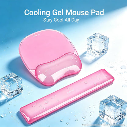 Cooling Gel Wrist Rest Support for Mouse Pad&Keyboard Set, Pink