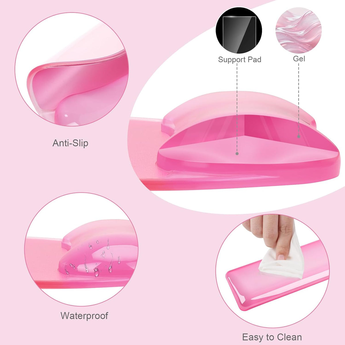 Cooling Gel Wrist Rest Support for Mouse Pad&Keyboard Set, Pink
