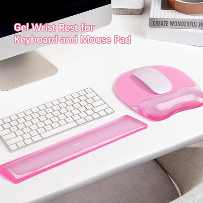 Cooling Gel Wrist Rest Support for Mouse Pad&Keyboard Set, Pink