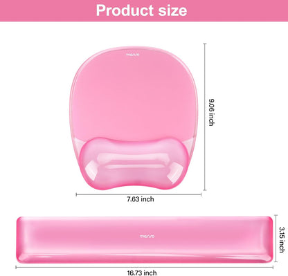 Cooling Gel Wrist Rest Support for Mouse Pad&Keyboard Set, Pink