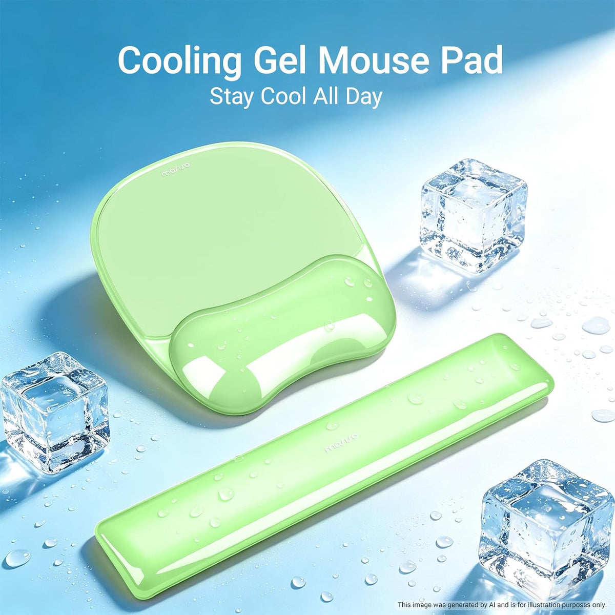 Cooling Gel Wrist Rest Support for Mouse Pad&Keyboard Set, Pink